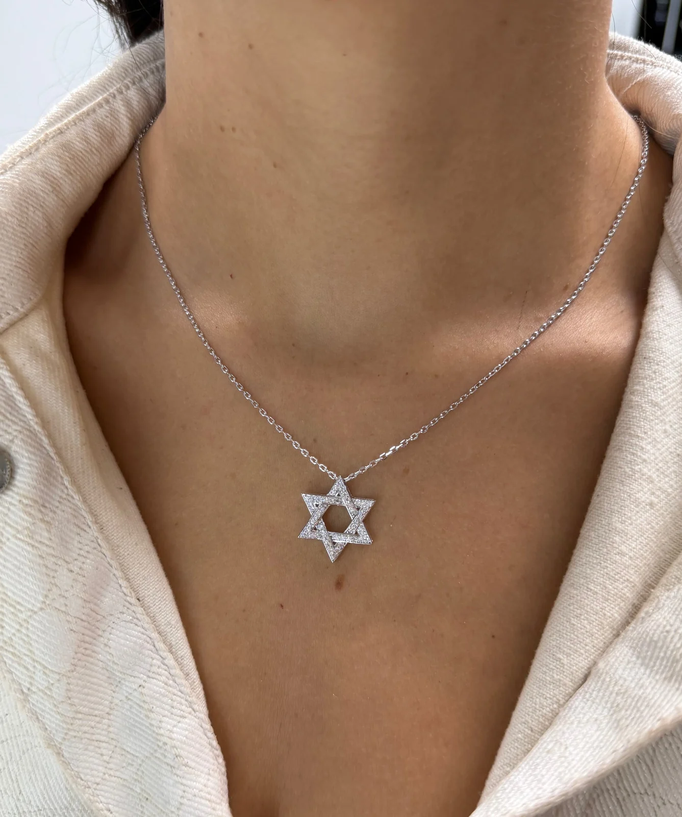 Star of David Necklace worn