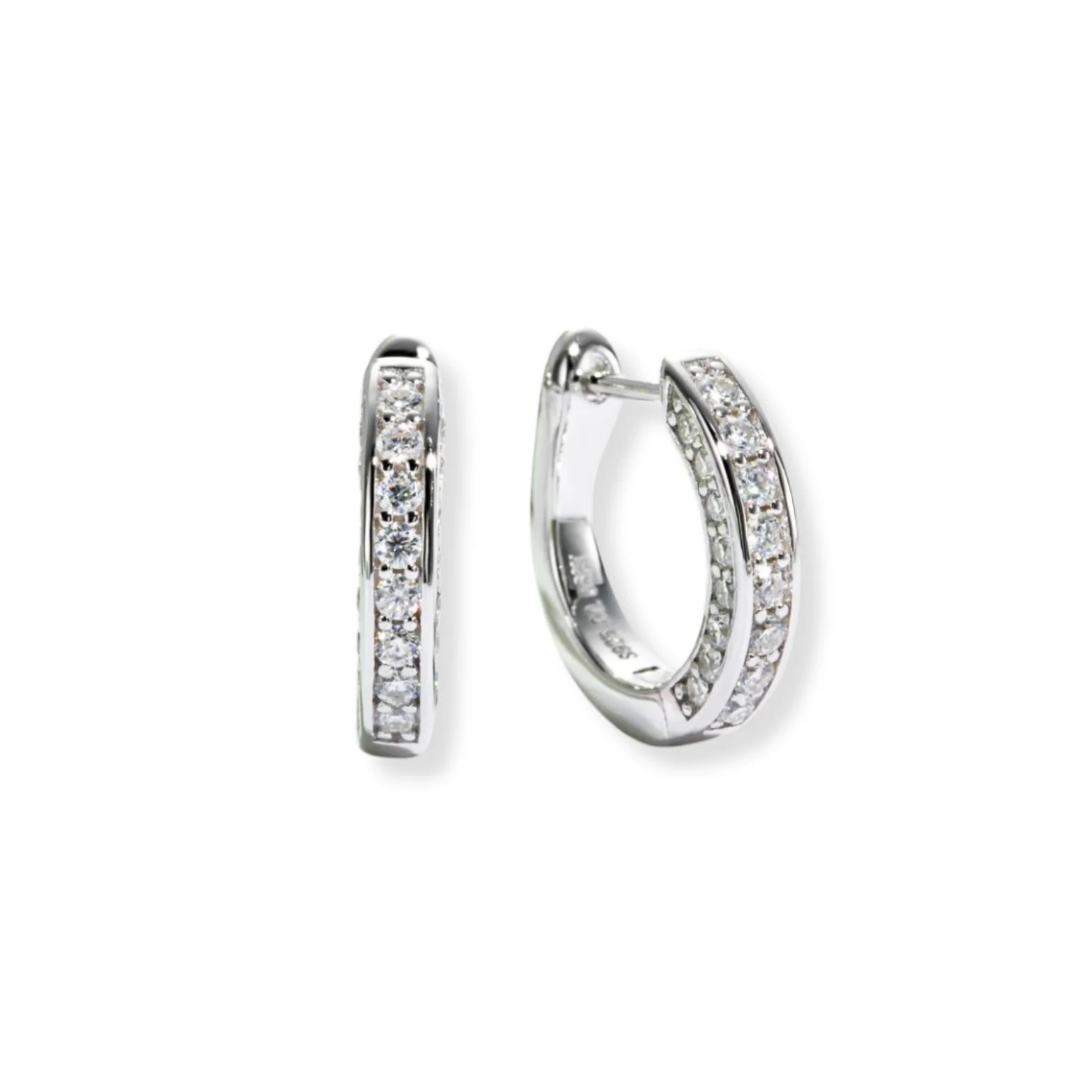 Three-Sided Pave Hoop Earrings
