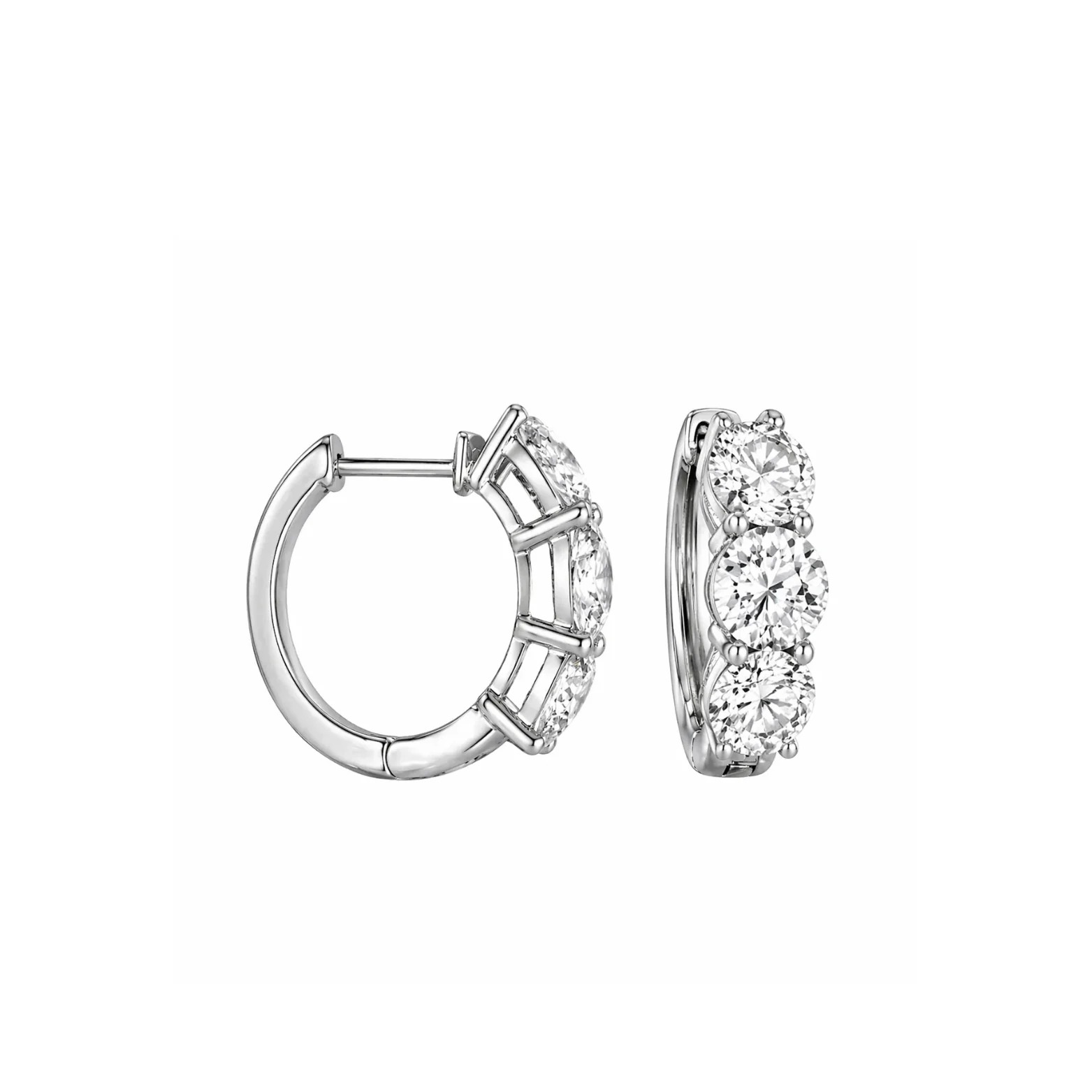 Three stone hoop earrings