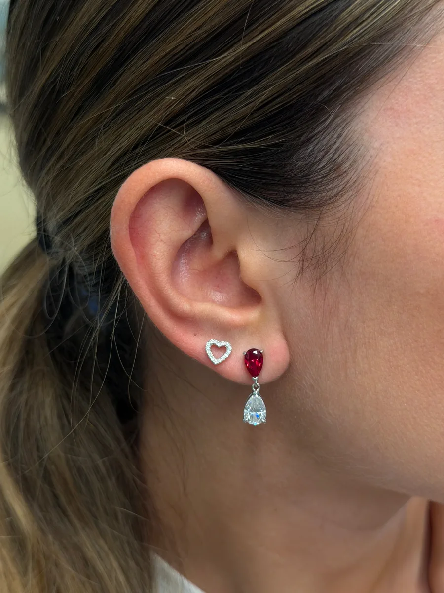 Tiny Heart earrings worn