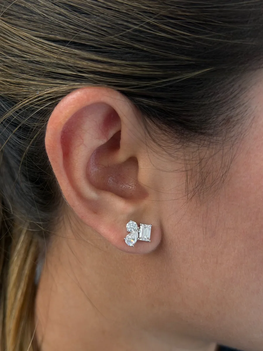 Trinity Cut Stud Earrings worn