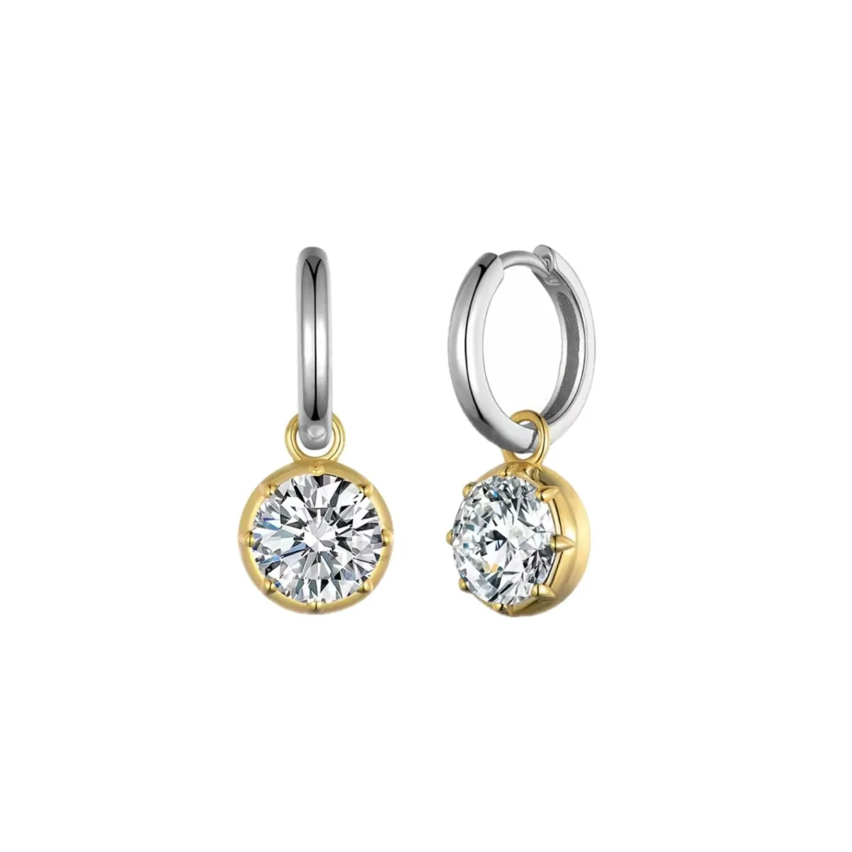 Two-Tone Charm Hoop Earrings